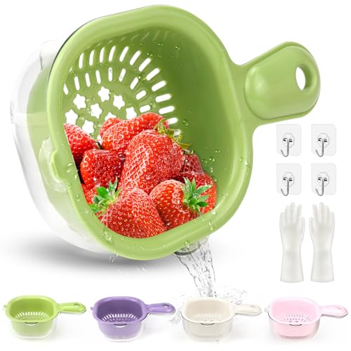 FSWWSF 4 Küchensieb Mit Griff und Sieb klein 2 in 1 Abtropfkorb Beerensieb Fruit Basket Abtropfsieb Abnehmbarer Für Gemüse Obst von FSWWSF