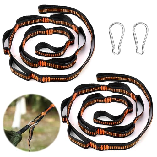 FSWWSF Hängematte Befestigung 1.5 m x 2,5 cm 2 Stück Aufhängung Gurt Kit mit 2 Hakenkarabinern für Camping Outdoor Wandern Bis 300kg von FSWWSF