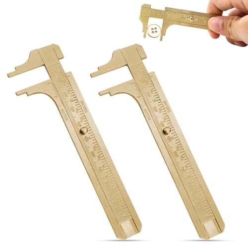 FSWWSF Messing Messschieber Klein 2 StüCke Schieblehre Analog HochpräZises Vernier Caliper AnreißMessschieber FüR Haushalt Und Holzbearbeitung,Industriemessungen (Doppelskala 0-100mm) von FSWWSF