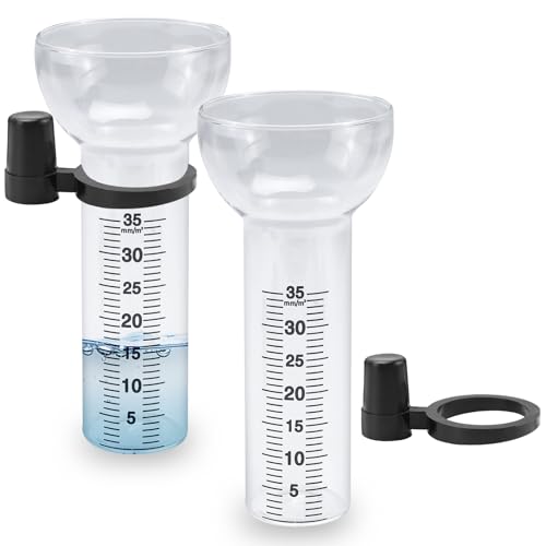 FSWWSF Regenmesser 2 Stück Regenmesser Glas 35mm, Regenmesser Ersatzglas mit Halterung, Regenwassermesser für Garten Glas, klar, zur Regenwassermessung von FSWWSF