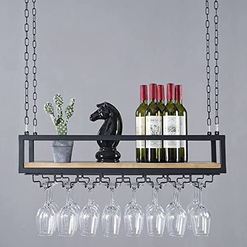 FSYM An der Decke montiertes hängendes Weinregal, Weinglasregal, Retro-Metall-Bar-Weinglas-Hängeregal, Kelch-Stielglasregale, schwimmendes Regal für Geschirrflaschen für die Wohnküche von FSYM