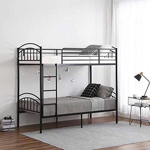 FSYM Modernes, Robustes Etagenbett, schwarz, 2 x 91 cm, Einzel-Etagenbett aus Metall, für Kinder, Zwillinge, Schlafzimmermöbel von FSYM