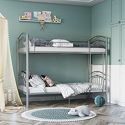 FSYM Modernes, Robustes Etagenbett aus Metall, 90 cm, Einzelbett für 2 Personen, aufgeteilt in 2 Betten für Kinder und Erwachsene von FSYM