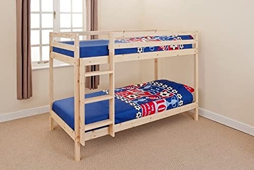 FSYM Modernes Etagenbett aus Holz für Kinder, 60 cm, Shorty in Weiß oder Naturkiefer, für kleine Einzelkinder von FSYM