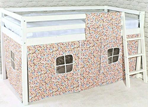FSYM Modernes Mittelbett, Hochbett, 60 cm, Hochbett, Hochbett, Zelt für Mädchen, weißer Rahmen von FSYM