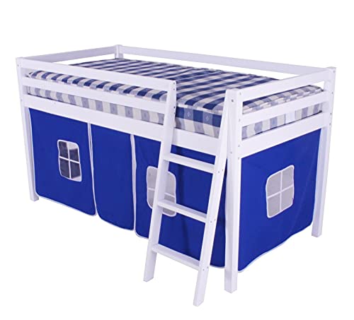 FSYM Modernes Mittelbett, Hochbett, 61 cm, Hochbett, Hochbett, Zelt für Jungen, blau-weißer Rahmen von FSYM