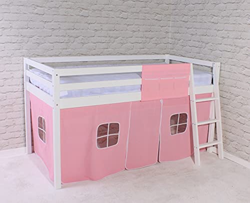 FSYM Modernes Mittelbett, Hochbett, Hochbett, Hochbett, Etagenzelt, rosa-weißer Rahmen, 61 cm (60 cm) von FSYM