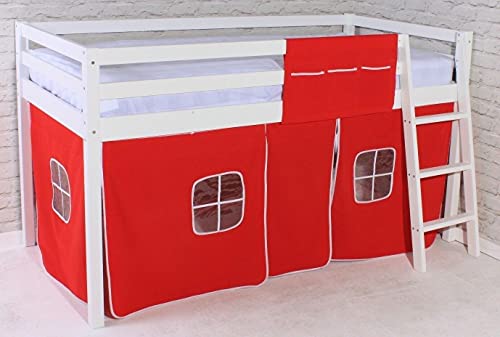 Modernes Etagenbett-Schlafzimmer-Loft-Etagenbett mit Zelt, ROT-Weiß-Rahmen, 2 Fuß 6 Zoll für Kinder von FSYM
