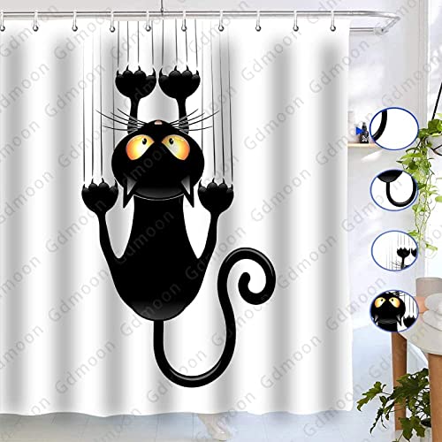 Duschvorhang 120x200 Katze, Wasserdicht Anti Schimmel Duschvorhänge 3D Interessant, Shower Curtains Waschbar mit 8 Ringe, Duschrollo für Badewanne, Dusche Badezimmer von FSZXC