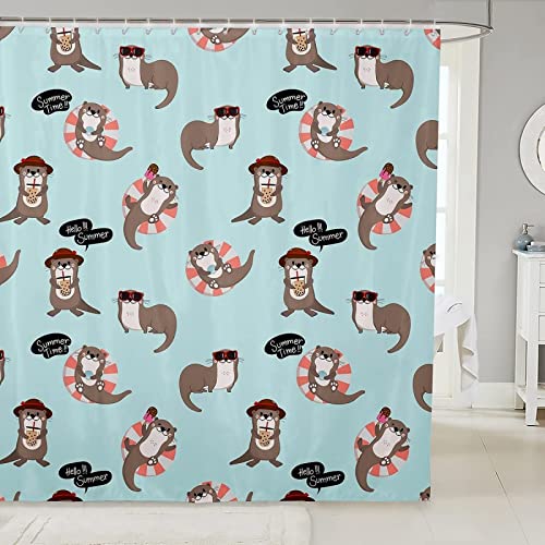 Duschvorhang 120x200 Otter, Wasserdicht Anti Schimmel Duschvorhänge 3D Interessant, Shower Curtains Waschbar mit 8 Ringe, Duschrollo für Badewanne, Dusche Badezimmer von FSZXC