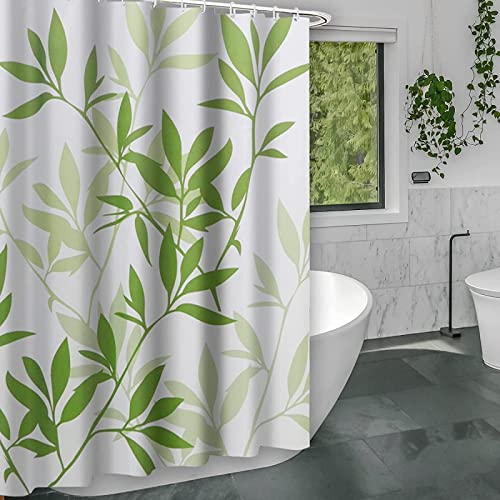 Duschvorhang 180x200 Pflanze, Wasserdicht Anti Schimmel Duschvorhänge 3D Grün, Shower Curtains Waschbar mit 12 Ringe, Duschrollo für Badewanne, Dusche Badezimmer von FSZXC