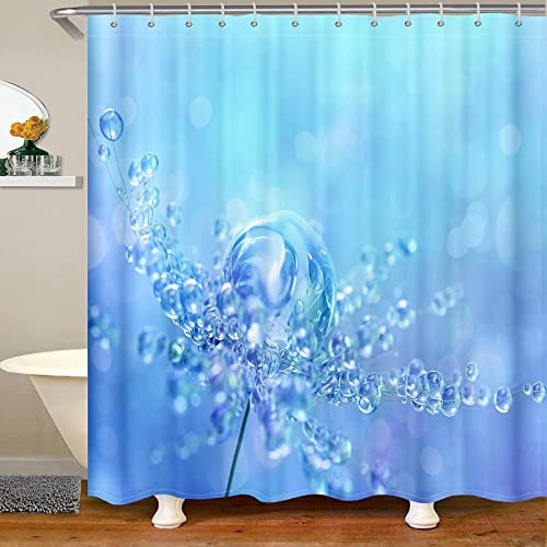 Duschvorhang 200x200 Wassertropfen, Wasserdicht Anti Schimmel Duschvorhänge 3D Blau, Shower Curtains Waschbar mit 12 Ringe, Duschrollo für Badewanne, Dusche Badezimmer von FSZXC