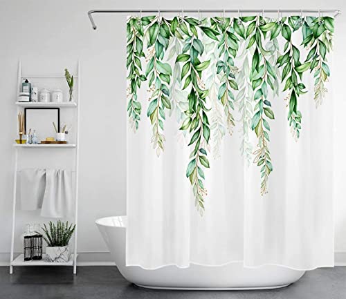 Duschvorhang 240x200 Pflanze, Wasserdicht Anti Schimmel Duschvorhänge 3D Grün, Shower Curtains Waschbar mit 12 Ringe, Duschrollo für Badewanne, Dusche Badezimmer von FSZXC