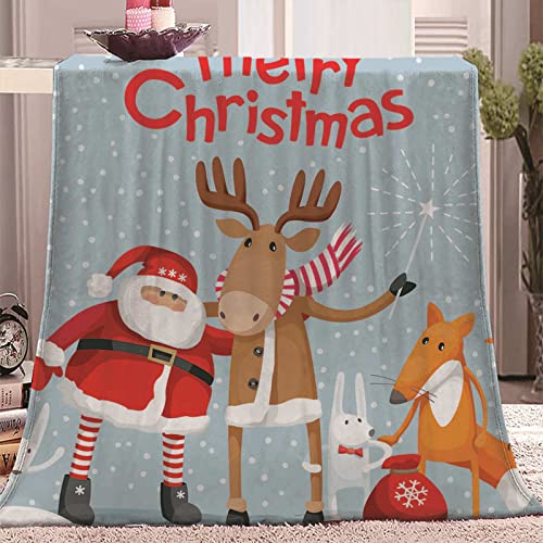 Kuscheldecke 70x100 Cartoon-Tiere, Flanell Fleecedecke Weiche und Warme Decke 3D Thema Weihnachten, als Sofadecke Wohndecke Tagesdecke Wolldecken, für Kinder Erwachsene von Bedsure