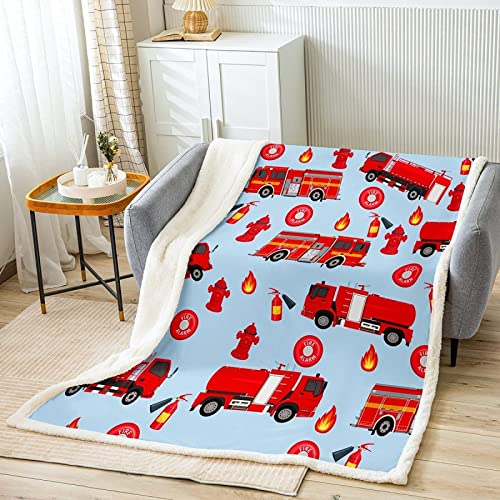 Kuscheldecke 80x150 Feuerwehr Auto, 3D Feuerwehr Auto Wolldecke Warme Fleecedecke Flauschige Decke, für Tagesdecke Blanket Sofadecke Kinder Baby, für Bett Sofa von FSZXC