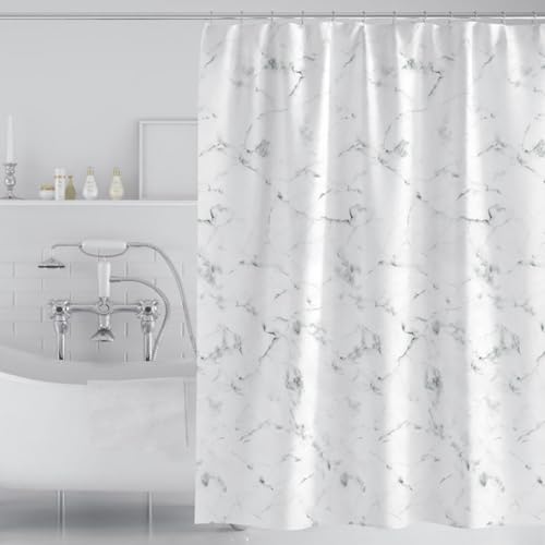FSZhenZuan Shower Curtain 120 x 180 cm Drop Water Repellent Anti Mould Wet Room Shower Curtain with Hooks Washable Thicken Polyester Fabric White Abstract Decorative Bathroom Curtains, Weighted Hem FSZhenZuan Shower Curtain 120 x 180 cm Drop Water Repellent Anti Mould Wet Room Shower Curtain with Hooks Washable Thicken Polyester Fabric White Abstract Decorative Bathroom Curtains, Weighted Hem von FSZhenZuan