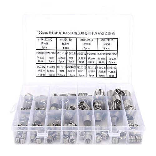 120 Stück Helicoils, M6 M7 M8 M9 M10 M11 M12 M14 M16 M18 Edelstahl Helicoil Typ Laufdraht Gewinde Metric Thread Repair Insert Kit 120 Stück Helicoils, M6 M7 M8 M9 M10 M11 M12 M14 M16 M18 Edelstahl Helicoil Typ Laufdraht Gewinde Metric Thread Repair Insert Kit von FTVOGUE