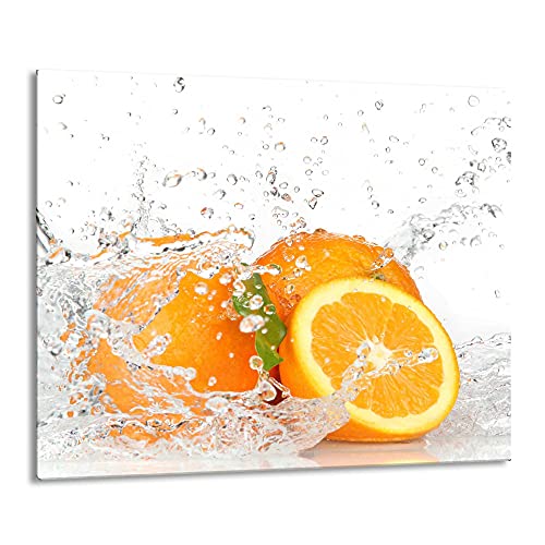 Gsmarkt | Herdabdeckplatte Schneidebrett Spritzschutz 60x52 | Bild auf Glas | Sicherheitsglas Gehärtetes Glas Bild | Motiv Orange von FTB