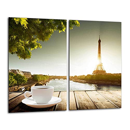 Gsmarkt Herdabdeckplatten Schneidebrett Set 2x30x52 Glasbild Paris von FTB