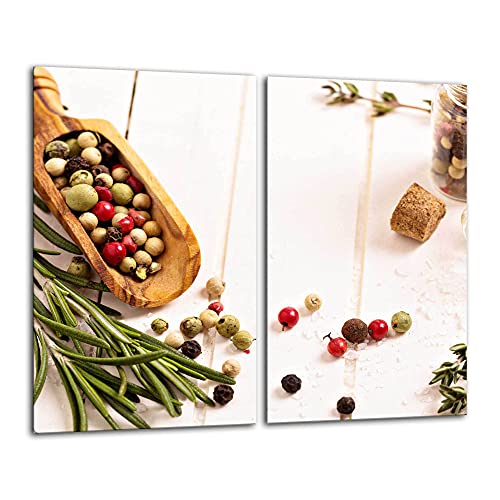 Gsmarkt | Herdabdeckplatten Schneidebrett Spritzschutz Set 2x30x52 | Bild auf Glas | Sicherheitsglas Gehärtetes Glas Bild | Motiv Gewürze Gsmarkt | Herdabdeckplatten Schneidebrett Spritzschutz Set 2x30x52 | Bild auf Glas | Sicherheitsglas Gehärtetes Glas Bild | Motiv Gewürze von FTB