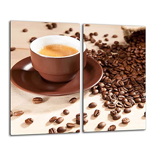 Gsmarkt | Herdabdeckplatten Schneidebrett Spritzschutz Set 2x30x52 | Bild auf Glas | Sicherheitsglas Gehärtetes Glas Bild | Motiv Kaffee Gsmarkt | Herdabdeckplatten Schneidebrett Spritzschutz Set 2x30x52 | Bild auf Glas | Sicherheitsglas Gehärtetes Glas Bild | Motiv Kaffee von FTB