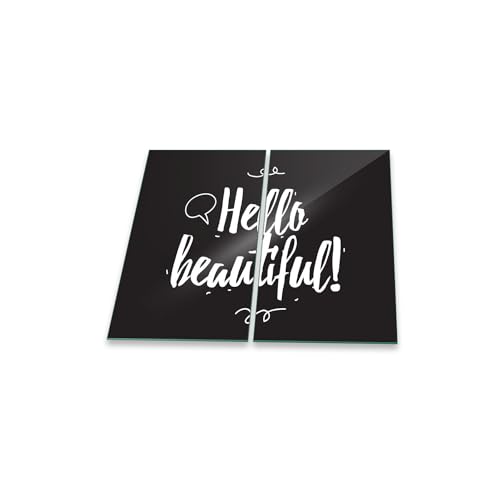 FTB decorwelt | Ceranfeldabdeckung 2x30x52 cm Herdabdeckplatten 2 Teilig Elektroherd Induktion Herdschutz Deko Glasplatte Schneidebrett Sicherheitsglas Spritzschutz Glas Mit Spruch Schwarz weiß FTB decorwelt | Ceranfeldabdeckung 2x30x52 cm Herdabdeckplatten 2 Teilig Elektroherd Induktion Herdschutz Deko Glasplatte Schneidebrett Sicherheitsglas Spritzschutz Glas Mit Spruch Schwarz weiß von FTB