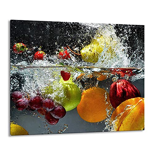 Gsmarkt | Herdabdeckplatte Schneidebrett Spritzschutz 60x52 | Bild auf Glas | Sicherheitsglas Gehärtetes Glas Bild | Motiv Früchte von FTB