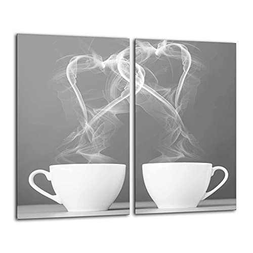 Gsmarkt Herdabdeckplatten Schneidebrett Set 2x30x52 Glasbild Kaffee von FTB