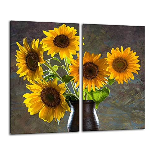 Gsmarkt | Herdabdeckplatten Schneidebrett Spritzschutz Set 2x30x52 | Bild auf Glas | Sicherheitsglas Gehärtetes Glas Bild | Motiv Sonnenblume Gsmarkt | Herdabdeckplatten Schneidebrett Spritzschutz Set 2x30x52 | Bild auf Glas | Sicherheitsglas Gehärtetes Glas Bild | Motiv Sonnenblume von FTB