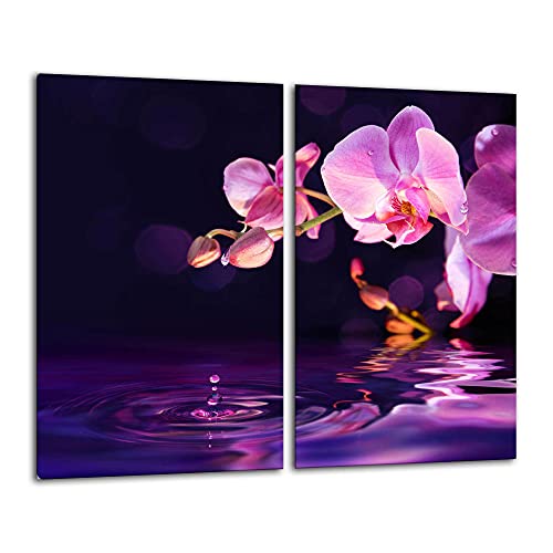 Gsmarkt Herdabdeckplatten Schneidebrett Set 2x30x52 Glasbild Orchidee von FTB