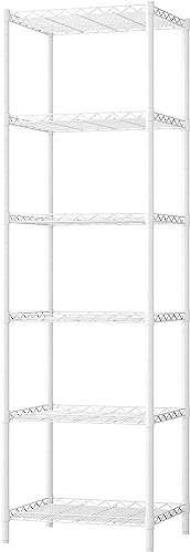 FTEYUET 6-Tier Metal Shelving Unit Wire Shelving Unit Kitchen Storage Unit Shelving Unit Shelving Units for Storage, Heavy Duty Standing Shelf Units Shelves for Kitchen Laundry Organization (White) von FTEYUET