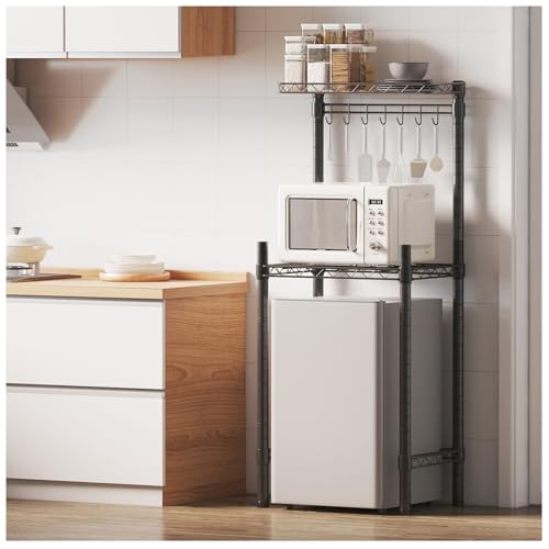 FTEYUET Over The Fridge Shelf Adjustable Height Shelving Unit Storage Shelves Metal Storage Rack Mini Fridge Shelf, Black von FTEYUET