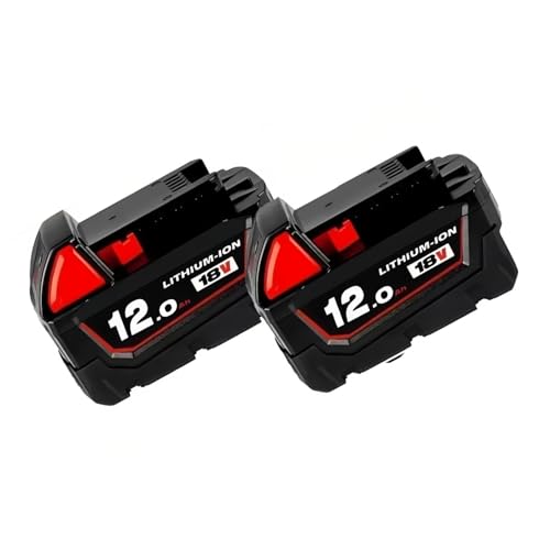 12000 mAh Ersatz-Lithiumbatterie for Elektrowerkzeug-Rasenmäher, 18 V. Kompatibel mit Milwaukee M18 XC 48-11-1860 48-11-1850 48-11-1840 48-11-1820 48-11-1815(2PCS 12000mAh) von FTGADRYF