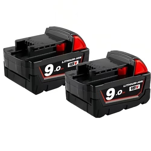 12000 mAh Ersatz-Lithiumbatterie for Elektrowerkzeug-Rasenmäher, 18 V. Kompatibel mit Milwaukee M18 XC 48-11-1860 48-11-1850 48-11-1840 48-11-1820 48-11-1815(2PCS 9000mAh) von FTGADRYF