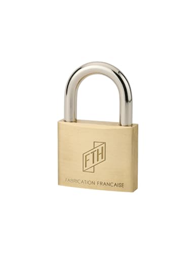 FTH - MH2 Vorhängeschloss mit Schlüssel, Körper aus einteiligem Messing und Bügel aus gehärtetem Stahl, Basis 25 mm, 2 Schlüssel aus Stahl FTH - MH2 Vorhängeschloss mit Schlüssel, Körper aus einteiligem Messing und Bügel aus gehärtetem Stahl, Basis 25 mm, 2 Schlüssel aus Stahl von FTH