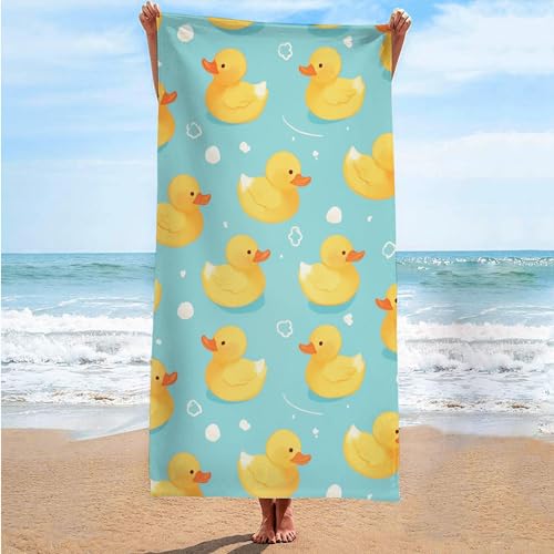 FTJGDHVB Strandtuch,Niedliche gelbe Ente bedrucktes Mikrofaser-Badetuch,Sporthandtuch,Schnell trocknendes Handtuch (150x180cm,03) von FTJGDHVB