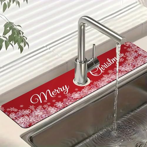 Happy New Year Spülbecken-Spritzschutz, Wasserhahnmatte, Weihnachtsmann, super saugfähig, schnell trocknend, Spülbecken-Gadgets, Spritzschutz hinter dem Wasserhahn, Tropffänger für Küche, Bad, 59,7 x Happy New Year Spülbecken-Spritzschutz, Wasserhahnmatte, Weihnachtsmann, super saugfähig, schnell trocknend, Spülbecken-Gadgets, Spritzschutz hinter dem Wasserhahn, Tropffänger für Küche, Bad, 59,7 x von FTJHKUY