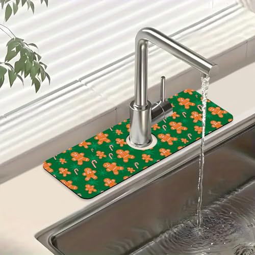 Happy New Year Spülbecken-Spritzschutz, Weihnachtsmann-Wasserhahn-absorbierende Matte, schnell trocknende Matte, Spülbecken-Gadgets, Spritzschutz hinter Wasserhahn, Tropffänger für Küche, Bad, 39,4 x Happy New Year Spülbecken-Spritzschutz, Weihnachtsmann-Wasserhahn-absorbierende Matte, schnell trocknende Matte, Spülbecken-Gadgets, Spritzschutz hinter Wasserhahn, Tropffänger für Küche, Bad, 39,4 x von FTJHKUY