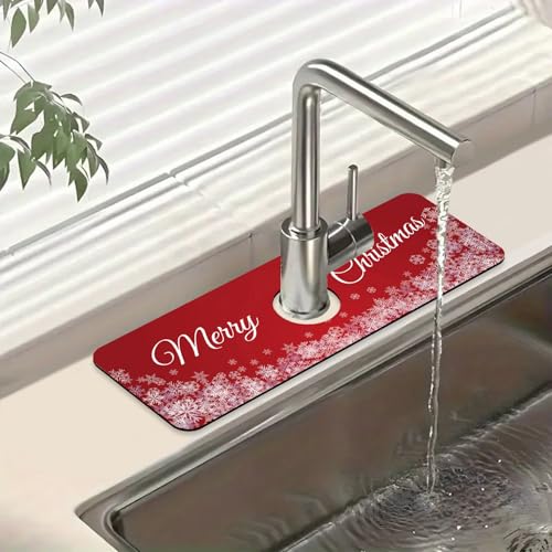 Happy New Year Spültisch-Wasserhahn-Absorbierende Matte, Weihnachtsmann, super saugfähig, schnell trocknende Matte, Waschbecken-Gadgets hinter Wasserhahn, Waschbeckenmatte für Küche, Badezimmer, 39,4 Happy New Year Spültisch-Wasserhahn-Absorbierende Matte, Weihnachtsmann, super saugfähig, schnell trocknende Matte, Waschbecken-Gadgets hinter Wasserhahn, Waschbeckenmatte für Küche, Badezimmer, 39,4 von FTJHKUY