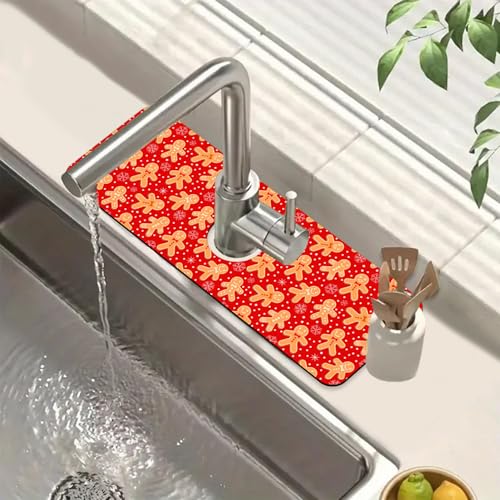 Merry Xmas Küchenspüle, Spritzschutz, Wasserhahnmatte, Weihnachtsmann, super saugfähig, schnell trocknend, Spritzschutz hinter dem Wasserhahn für Küche, Badezimmer, 39,4 x 14 cm Merry Xmas Küchenspüle, Spritzschutz, Wasserhahnmatte, Weihnachtsmann, super saugfähig, schnell trocknend, Spritzschutz hinter dem Wasserhahn für Küche, Badezimmer, 39,4 x 14 cm von FTJHKUY