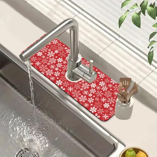 Merry Xmas Spülbecken-Spritzschutz, Weihnachtsmann-Wasserhahn-absorbierende Matte, schnell trocknende Matte, Spülbecken-Gadgets, Spritzschutz hinter Wasserhahn, Tropffänger für Küche, Bad, 39,4 x 14 Merry Xmas Spülbecken-Spritzschutz, Weihnachtsmann-Wasserhahn-absorbierende Matte, schnell trocknende Matte, Spülbecken-Gadgets, Spritzschutz hinter Wasserhahn, Tropffänger für Küche, Bad, 39,4 x 14 von FTJHKUY