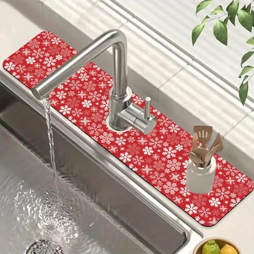 Merry Xmas Spültisch-Wasserhahn-Absorbierende Matte, Weihnachtsmann, super saugfähig, schnell trocknend, Spülbecken-Gadgets hinter Wasserhahn, Waschbeckenmatte für Küche, Bad, 59,7 x 14 cm Merry Xmas Spültisch-Wasserhahn-Absorbierende Matte, Weihnachtsmann, super saugfähig, schnell trocknend, Spülbecken-Gadgets hinter Wasserhahn, Waschbeckenmatte für Küche, Bad, 59,7 x 14 cm von FTJHKUY
