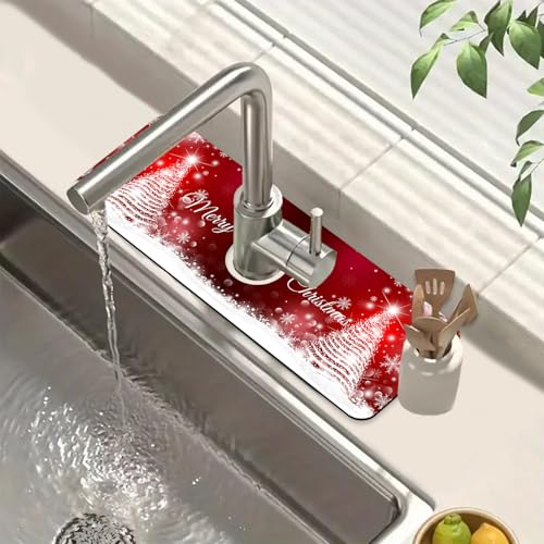 Merry Xmas Spültisch-Wasserhahn-Absorbierende Matte, Weihnachtsmann, super saugfähig, schnell trocknende Matte, Waschbecken-Gadgets hinter Wasserhahn, Waschbeckenmatte für Küche, Badezimmer, 39,4 x 14 Merry Xmas Spültisch-Wasserhahn-Absorbierende Matte, Weihnachtsmann, super saugfähig, schnell trocknende Matte, Waschbecken-Gadgets hinter Wasserhahn, Waschbeckenmatte für Küche, Badezimmer, 39,4 x 14 von FTJHKUY