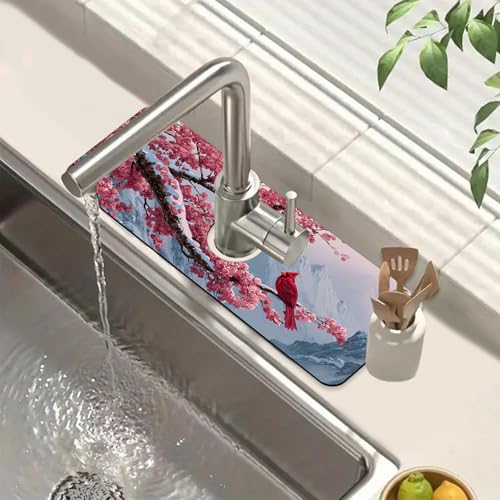 Welcome Winter Sink Wasserhahn Absorbierende Matte Kardinal Bird Super saugfähig schnell trocknende Matte Waschbecken Gadgets hinter Wasserhahn Spülbecken Matte für Küche Badezimmer 39,4 x 14 cm Welcome Winter Sink Wasserhahn Absorbierende Matte Kardinal Bird Super saugfähig schnell trocknende Matte Waschbecken Gadgets hinter Wasserhahn Spülbecken Matte für Küche Badezimmer 39,4 x 14 cm von FTJHKUY