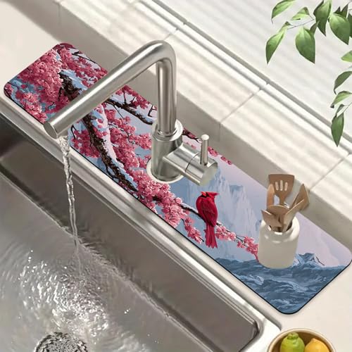 Welcome Winter Spülbecken-Spritzschutz, Wasserhahnmatte, Kardinalvogel, super saugfähig, schnell trocknend, Spülbecken-Gadgets, Spritzschutz hinter dem Wasserhahn, Tropffänger für Küche, Bad, 59,7 x Welcome Winter Spülbecken-Spritzschutz, Wasserhahnmatte, Kardinalvogel, super saugfähig, schnell trocknend, Spülbecken-Gadgets, Spritzschutz hinter dem Wasserhahn, Tropffänger für Küche, Bad, 59,7 x von FTJHKUY