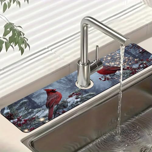 Winter-Küchenspüle, Spritzschutz, Wasserhahnmatte, super saugfähig, schnell trocknend, Spritzschutz hinter dem Wasserhahn für Küche, Bad, 59,7 x 14 cm von FTJHKUY