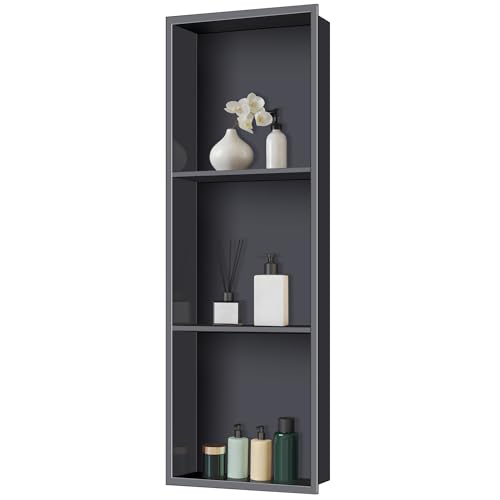 FTL Mattschwarze Duschnische mit 3 Ebenen, 333 x 940 x 100 mm, Nische für Duschwand, keine Fliesen erforderlich, Edelstahl-Duschnischen-Wandeinsatz, wasserdichte Badezimmer-Wandnische FTL Mattschwarze Duschnische mit 3 Ebenen, 333 x 940 x 100 mm, Nische für Duschwand, keine Fliesen erforderlich, Edelstahl-Duschnischen-Wandeinsatz, wasserdichte Badezimmer-Wandnische von FTL