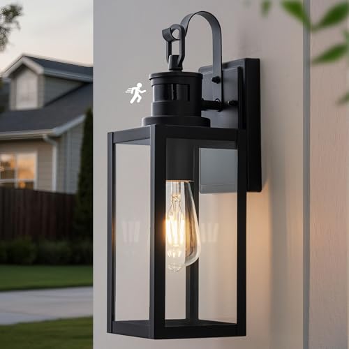FTL Wandlampe Laterne Aussen mit Bewegungsmelder, 3 Beleuchtungsmodi Aussenlampe mit Bewegungsmelder, E27 Außenwandleuchten, Mattschwarz Ausenbeleutung Hauswand für Veranda, Eingang, IP44 Wasserdichte FTL Wandlampe Laterne Aussen mit Bewegungsmelder, 3 Beleuchtungsmodi Aussenlampe mit Bewegungsmelder, E27 Außenwandleuchten, Mattschwarz Ausenbeleutung Hauswand für Veranda, Eingang, IP44 Wasserdichte von FTL