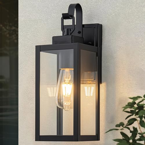 FTL Aussenlampe Wand Moderne, Aussen Wandleuchte E27, Glas-Außenwandleuchten, Mattschwarz Wandlaterne Außenlampe, Aussenbeleuchtung Hauswand, IP44 Wasserdicht Terrassenbeleuchtung für Veranda, Garten FTL Aussenlampe Wand Moderne, Aussen Wandleuchte E27, Glas-Außenwandleuchten, Mattschwarz Wandlaterne Außenlampe, Aussenbeleuchtung Hauswand, IP44 Wasserdicht Terrassenbeleuchtung für Veranda, Garten von FTL