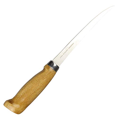 FTM Filetiermesser mit Holzgriff - Angelmesser zum Filetieren von Fischen, Filiermesser, Messer zum Angeln von Fishing Tackle Max